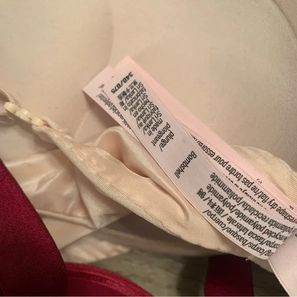 Victoria Secret 2 Satin Bombshell Plunge Bras Rhinestone Logo Strap - Picture 9 of 15